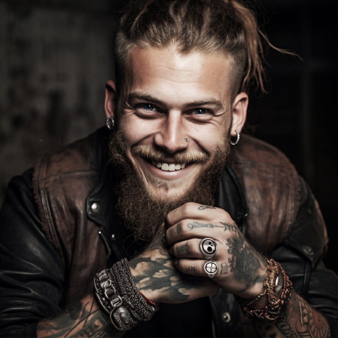 biker zilver ringen man tattoos
