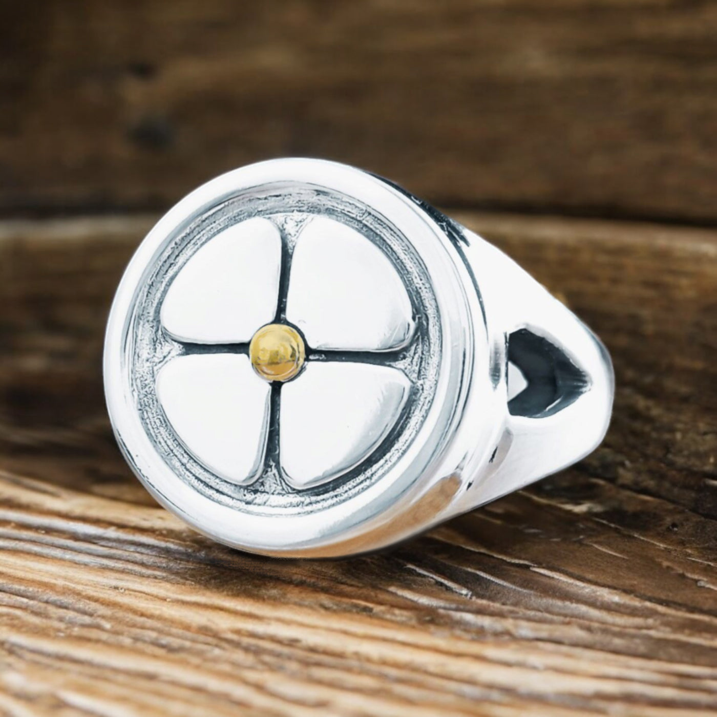Stamm Hardawre signet ring clover - silver and gold